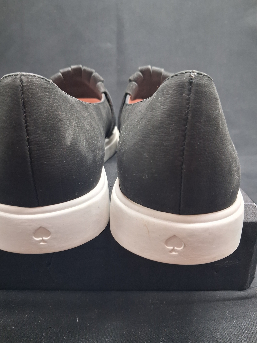 kate spade Black Suede Loafers with Gold Eyelet Detail - Picture 6 of 12